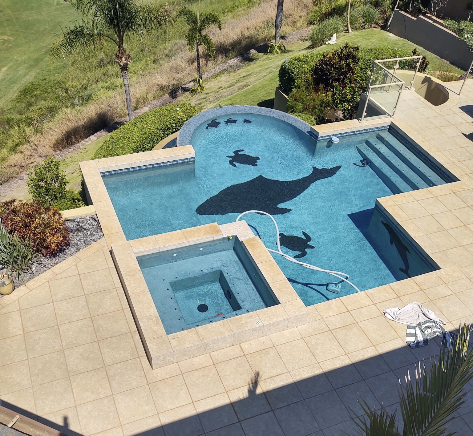 Outdoor pool deck and tile patio Maui Hawaii